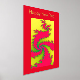 中国の新年ドラゴンフラクタルカスタム新年 箔ポスター