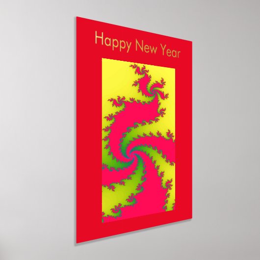 中国の新年ドラゴンフラクタルカスタム新年 箔ポスター (レイダウン)