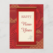 中国の新年金赤枠 シーズンポストカード (正面)