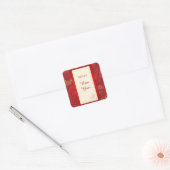 中国の新年金赤枠 スクエアシール (封筒)