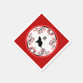 中国の新年 ラットと赤い花 スタンダードカクテルナプキン (角)