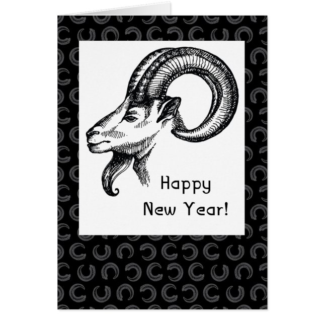 中国の新年，ラム，羊，白黒 (正面)