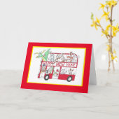 中国の新年 - 丑(うし)の年 - 赤い縁取り カード (黄色い花)