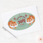 中国の新年 寅年 楕円形シール (封筒)