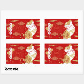 中国の新年　寅年 長方形シール (シート)