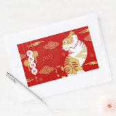 中国の新年　寅年 長方形シール (封筒)