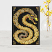 中国の新年 蛇のグリーティングカード カード (黄色い花)