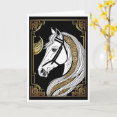 中国の新年 馬のグリーティングカード カード (黄色い花)