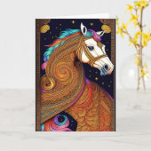 中国の新年 馬のグリーティングカード カード (黄色い花)