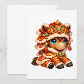 中国の新年 馬 2026 十二支 招待状 (正面/裏面)