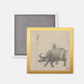 中国の新年Oxの〔占星術の〕十二宮図絵画誕生日SqRM マグネット (正面/裏面)