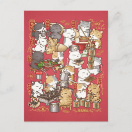 中国の新暦猫がクエ・カピットを作る シーズンポストカード