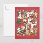 中国の新暦猫がクエ・カピットを作る シーズンポストカード (正面/裏面)