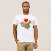 中国の旗のハートおよび地図のTシャツ Tシャツ (正面フル)