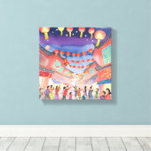 中国の旧正月 | お祝い水彩 キャンバスプリント (インサイチュ (ウッドフロア))