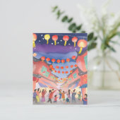 中国の旧正月 | お祝い水彩 シーズンポストカード (スタンド正面)