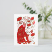 中国の星占い豚はがき ポストカード (スタンド正面)