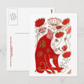 中国の星占い豚はがき ポストカード (正面/裏面)