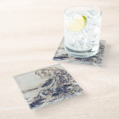 中国の景絵画観ヴィンテージ白黒 ガラスコースター (アングル)