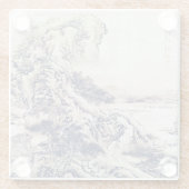 中国の景絵画観ヴィンテージ白黒 ガラスコースター (裏面)