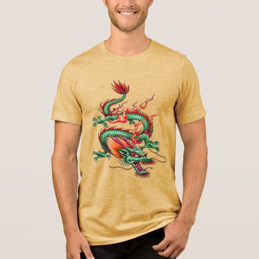 中国の東方緑龍の伝説の生き物 トライブレンドTシャツ (正面)