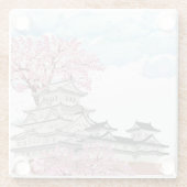 "中国の桜の木と宮殿 – オリエエレガントント ガラスコースター (裏面)