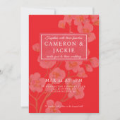 中国の桜ピンクの結婚式 招待状 (正面)