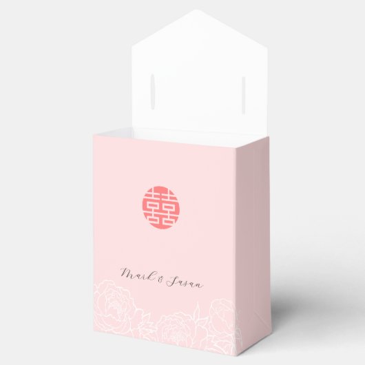 中国の水彩牡丹結婚式の引き出物箱 フェイバーボックス (オープン)