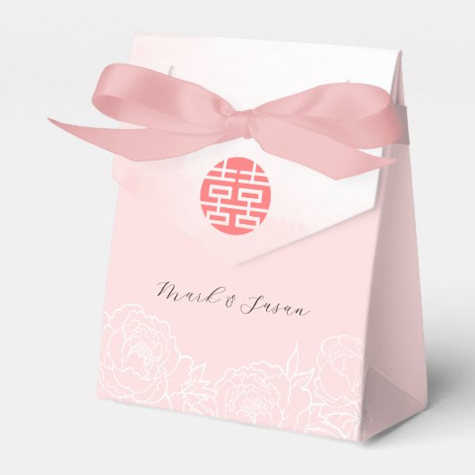 中国の水彩牡丹結婚式の引き出物箱 フェイバーボックス (正面サイド)