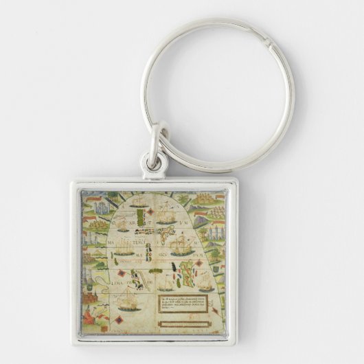 中国の海、「ミラー地図書のファクシミリの地図 キーホルダー (正面)