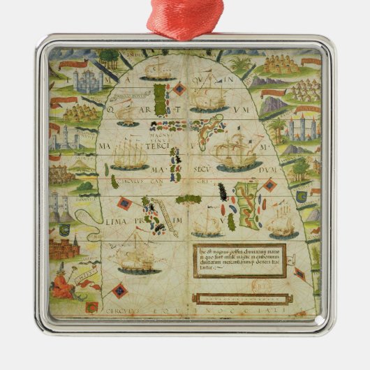 中国の海、「ミラー地図書のファクシミリの地図 メタルオーナメント (正面)