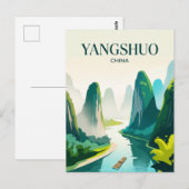 中国の漓江カルスト山脈 ポストカード (正面/裏面)