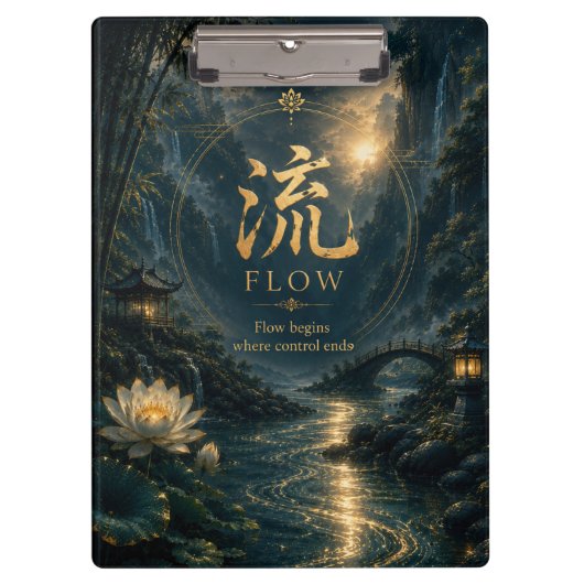 中国の漢字 流れる (リュー/ル) クリップボード (正面)