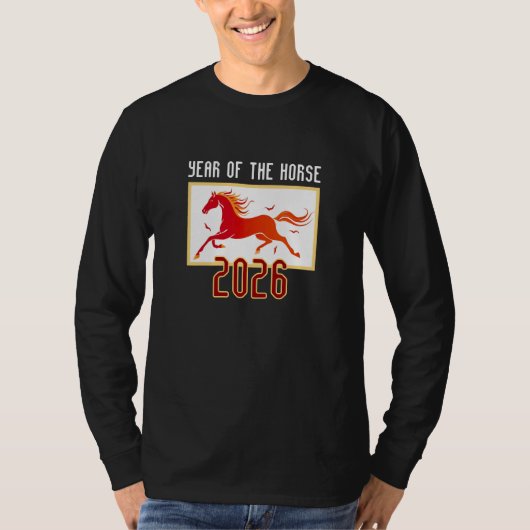 中国の火の馬の新年 2026 Tシャツ (正面)