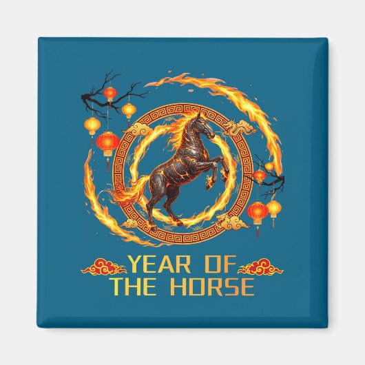 中国の火の馬のTシャツ マグネット (正面)