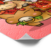 中国の牛と猫お洒落の新年 ポスター (角)