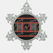 中国の牛の年 – 強 スノーフレークピューターオーナメント (正面)