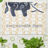 中国の牛〔占星術の〕十二宮図の新年ミニマル キッチンタオル (折り畳み)