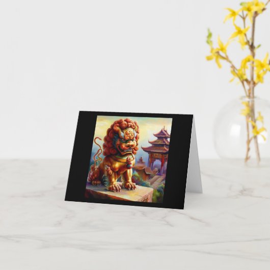 中国の獅子(13) カード (黄色い花)