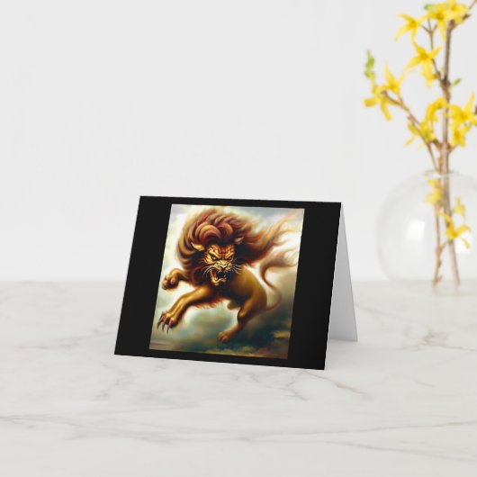 中国の獅子(14) カード (黄色い花)