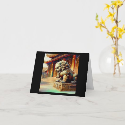 中国の獅子(16) カード (黄色い花)