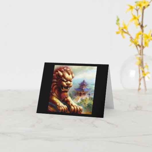 中国の獅子(27) カード (黄色い花)