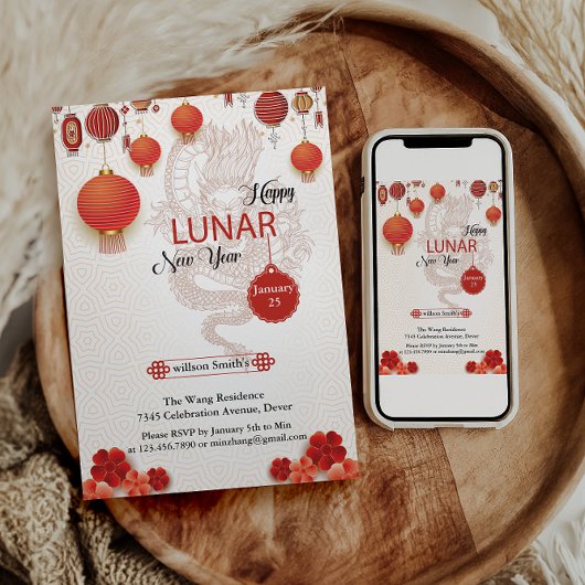 中国の白い金 おめでたい新年 獅子舞の幸せな年 シーズンカード