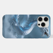 中国の白い青いドラゴンのアートファンタジーデザイン iPhoneケース (裏面横)