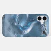 中国の白と青のドラゴンアートファンタジーデザイン iPhoneケース (裏面横)