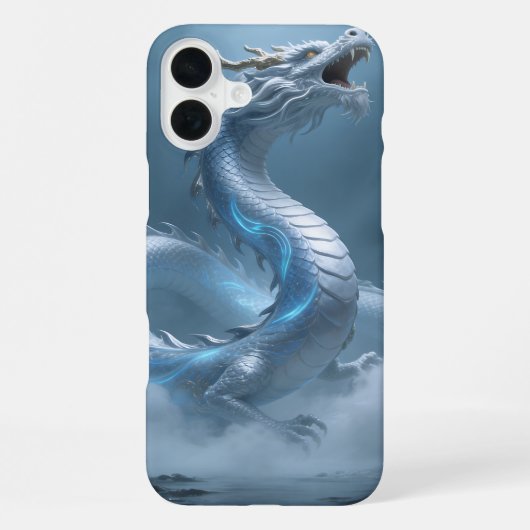 中国の白と青のドラゴンアートファンタジーデザイン iPhoneケース (裏面)