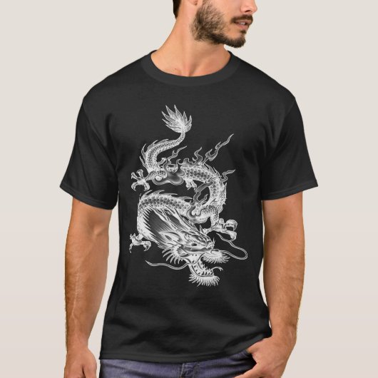 中国の白龍伝説の生き物 Tシャツ (正面)