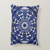 中国の磁器：青い水彩フローラ アクセントクッション (裏面(縦))