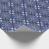 中国の磁器：青い水彩フローラ ラッピングペーパー (角)