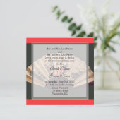 中国の竹とシルクの扇形の結婚式 招待状 (スタンド正面)